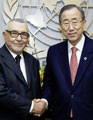 IPU President Abdelwahad Radi with UN Secretary General Ban Ki-moon. UN Photo/Paulo Filgueiras