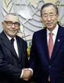 IPU President Abdelwahad Radi with UN Secretary General Ban Ki-moon. UN Photo/Paulo Filgueiras
